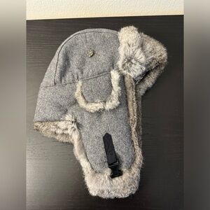 Mad Bomber Wool Rabbit Fur Grey Trapper Hat Size Small S New